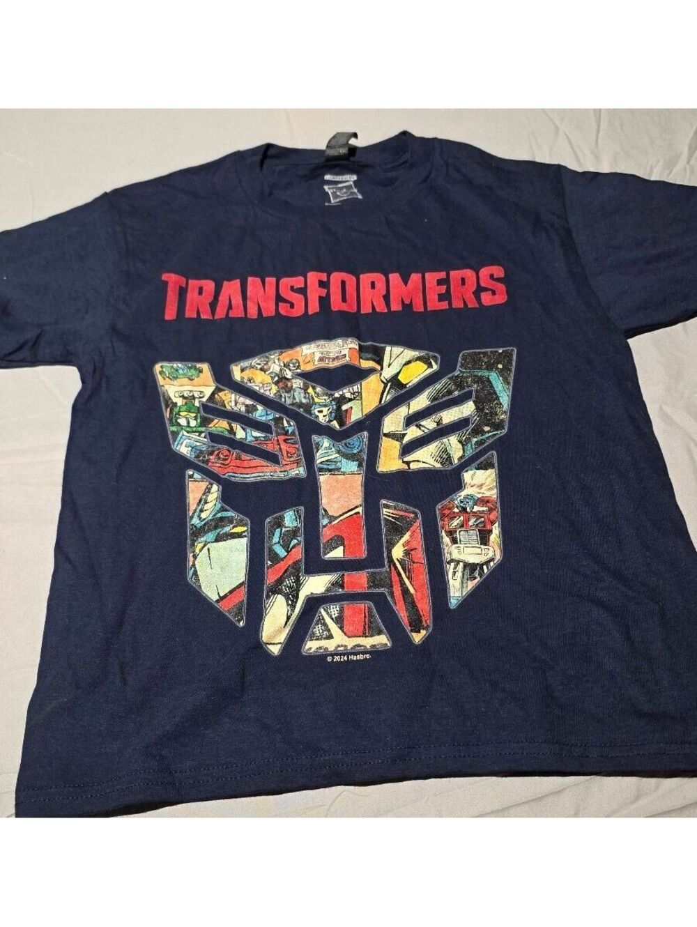 Gildan Transformers Graphic T-Shirt Navy Blue Size Large